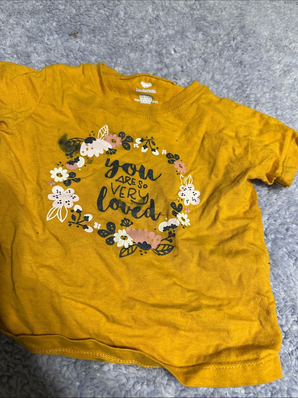 Koala Kids Mustard Yellow Floral "You Are So Very Loved" Tee